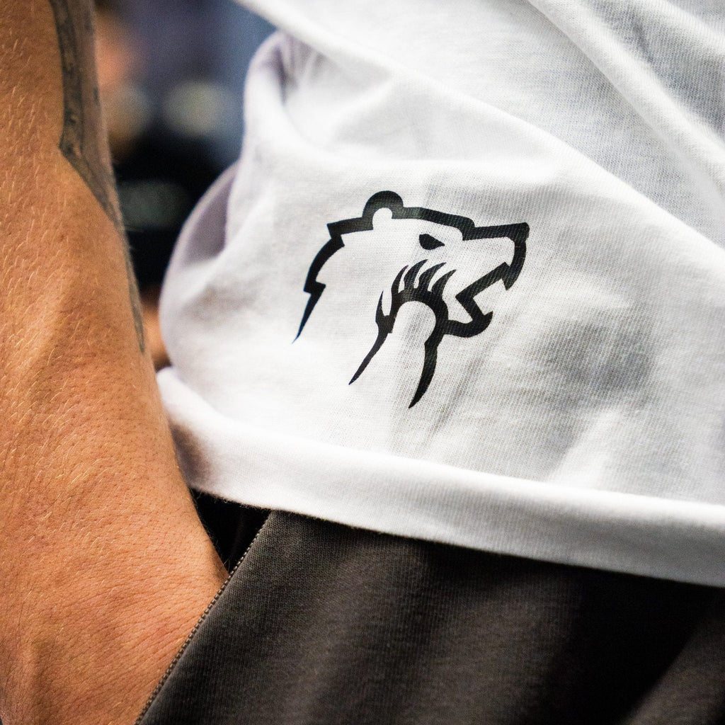 Tshirt homme sport blanc transparent logo bearshape